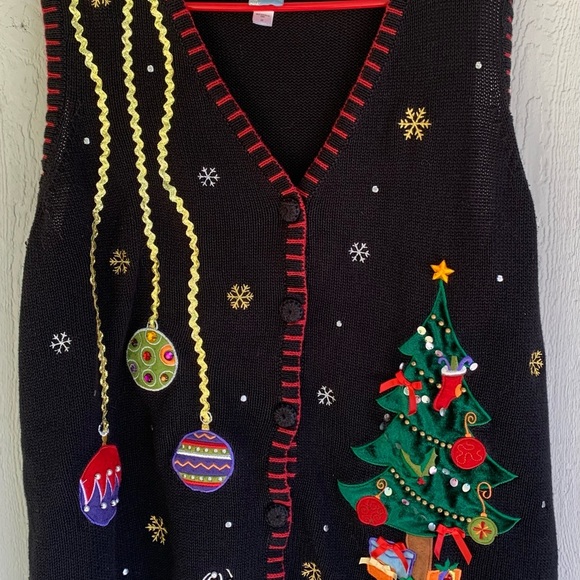 Holiday Editions Vintage Ugly Christmas  Sweater Vest Ornaments Tree Size 2X - Picture 2 of 12